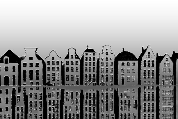 黑白背景的历史建筑天际线令人惊叹图片下载