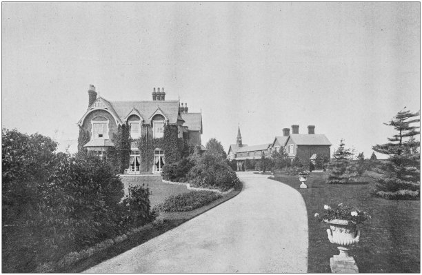 古董古董黑白照片:英国乡村别墅图片下载