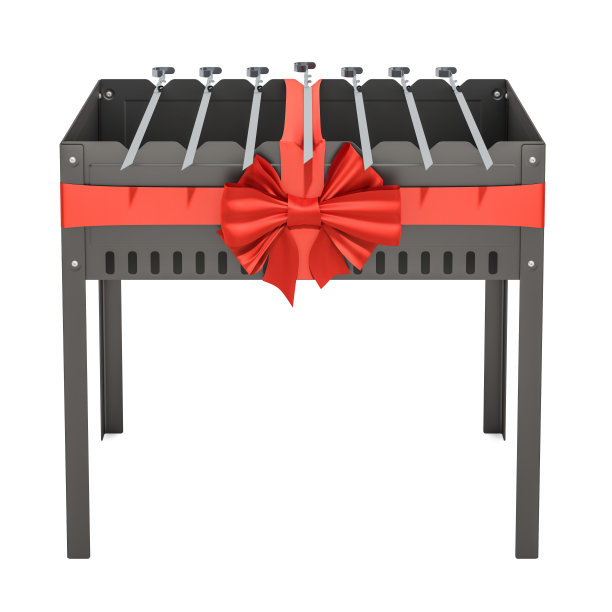 Mangal与串丝带和蝴蝶结，礼物的概念。3D渲染孤立的白色背景图片下载