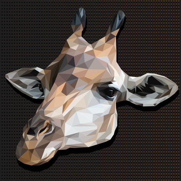 插图多边形矢量长颈鹿头3d艺术。图片下载