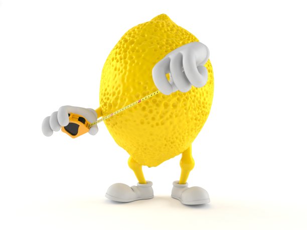 柠檬字符持有卷尺图片下载