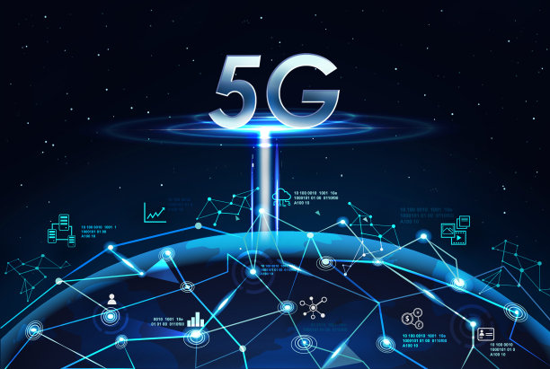 全球网络背景下的5G网络数字全息图、大数据和物联网。5G网络无线系统。图片下载