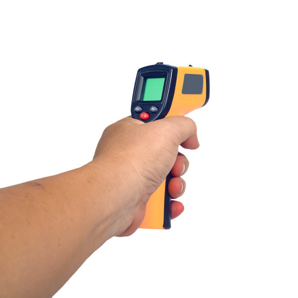 黄色红外测温枪，用于测量白底温度。图片下载