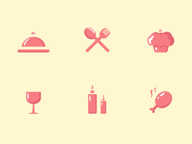 食物图标设置，矢量符号，平面设计图片下载