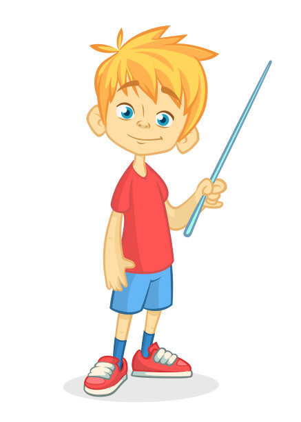 卡通可爱和漂亮的少年与一个指针图片下载