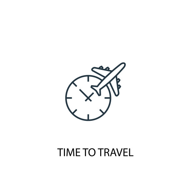 旅行时间概念线性图标UI/UX设计图片下载