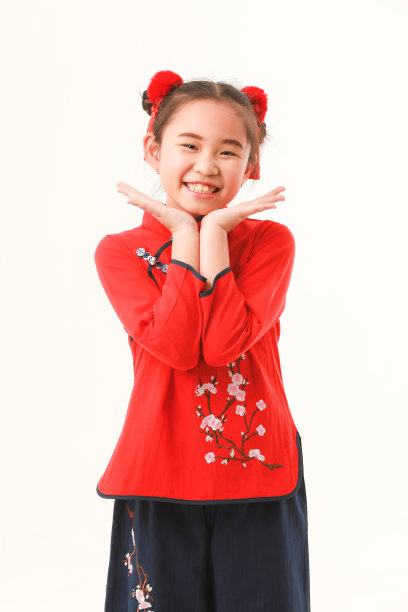 白底上的中国女孩图片下载