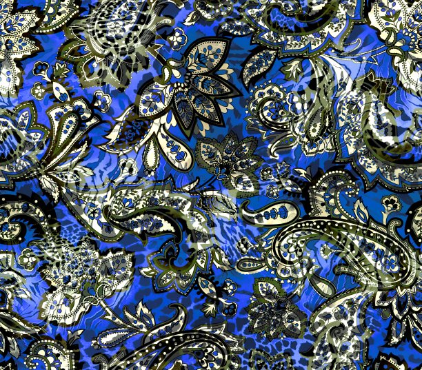 时尚的动物皮与佩斯利元素无缝图案。图片下载