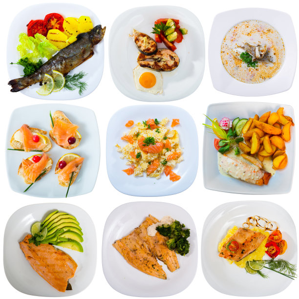 一套各式各样的鱼食盘图片下载