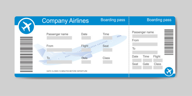 登机牌模板，机票图片下载