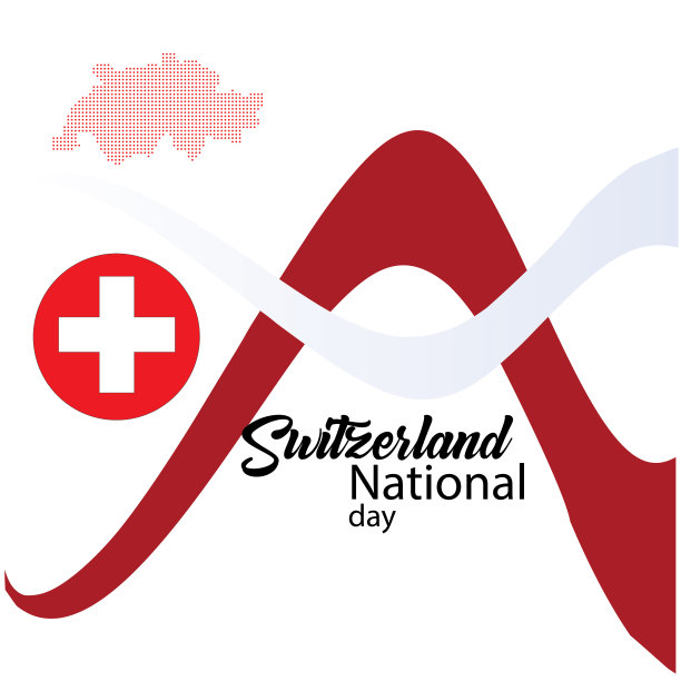 瑞士国旗，快乐的瑞士国庆日-向量图片下载