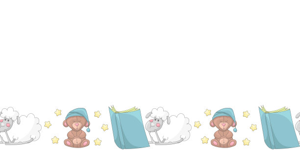 无缝横幅模板与卡通熊和羊。图片下载