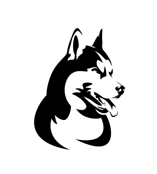 西伯利亚哈士奇黑白矢量头图片下载