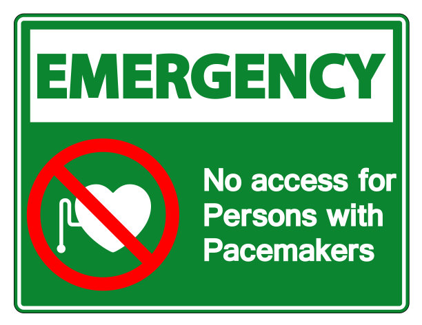 有起搏器符号标志的人在白色背景上隔离，矢量图紧急禁止进入图片下载