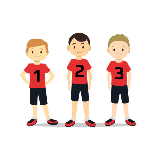 卡通人物儿童足球男孩套装。向量图片下载