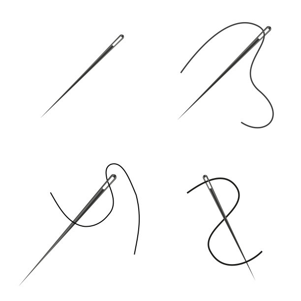 一套缝纫针矢量插图，孤立在白色背景图片下载