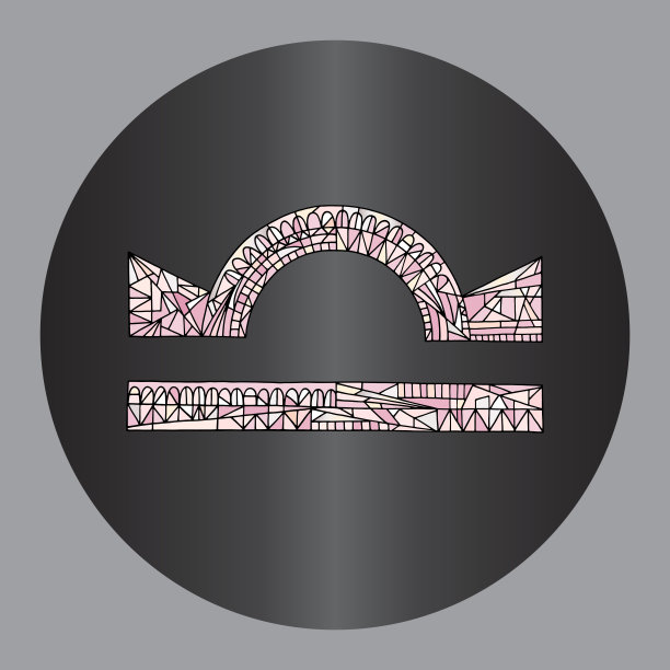 天秤星座。星座矢量插图。占星手绘收藏。现代几何风格中的魔法符号。图片下载