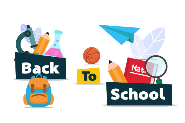 回校平面创意插画矢量图，小人在回校平面插画矢量图，矢量博士平面插画为banner网站登陆页面图片下载