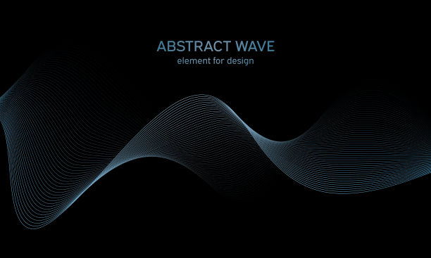 抽象的波浪元件设计。数字频率跟踪均衡器。程式化的线条艺术背景。使用混合工具创建彩色闪亮的波浪线。曲线波浪形线条，平滑条纹图片下载