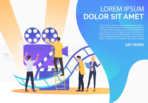 人们正在创建电影演示幻灯片模板图片下载