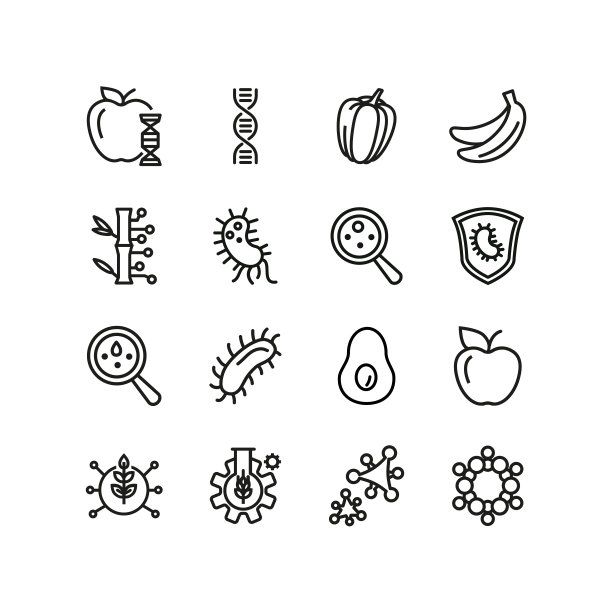 食品科学线图标设置图片下载