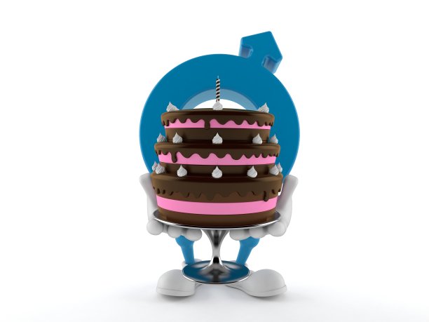 男性性别象征人物握着蛋糕图片下载