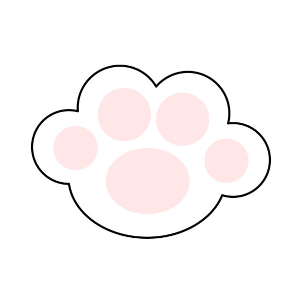猫爪印腿脚图标与粉红色垫。可爱卡通卡哇伊搞笑人物身体部位线条剪影。宝宝宠物收藏平面设计。白色背景。孤立。图片下载