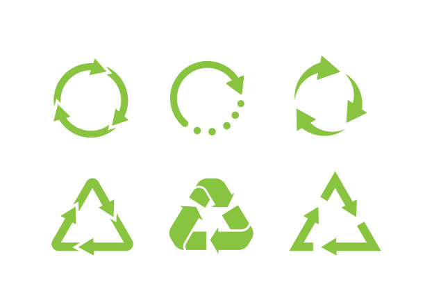 回收图标矢量。回收回收集标志。纯生态基金。一组生态绿色箭头。平坦的插图。——矢量图片下载