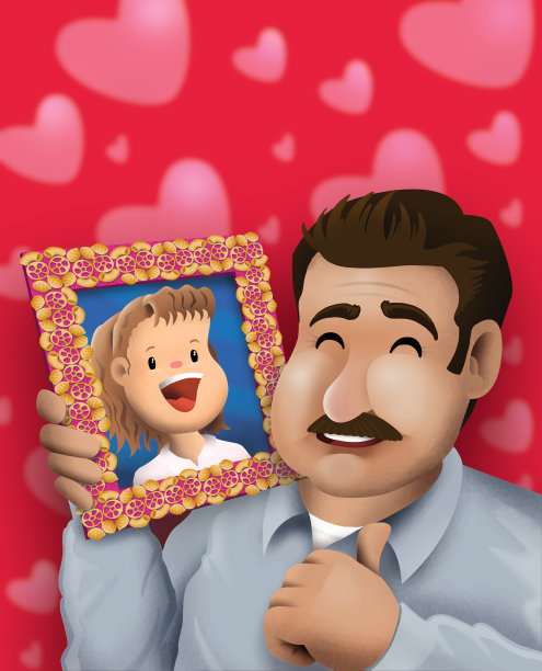 开心爸爸收到手工制作的礼物。(MangoKids系列)图片下载