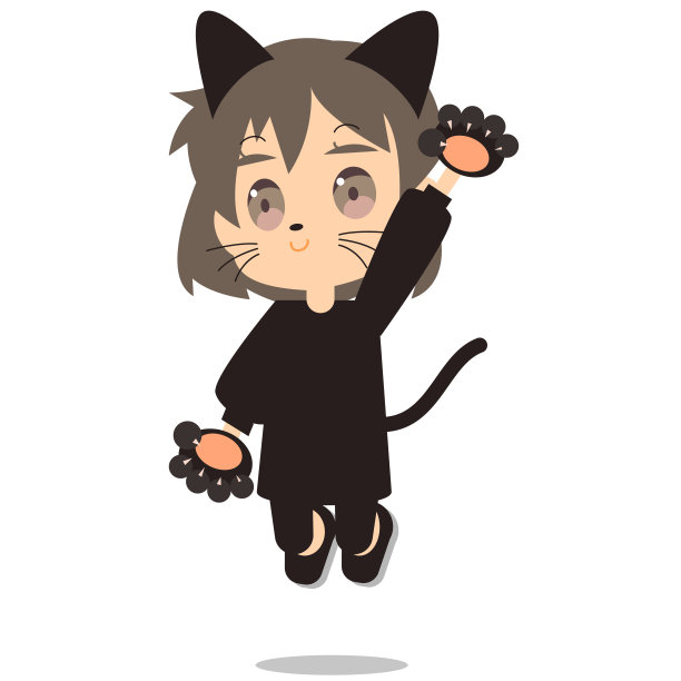 女孩在万圣节打扮成一只黑猫图片下载