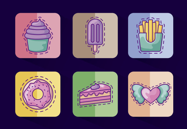 一套与美味的食物和图标补丁图片下载