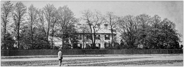 古董古董黑白照片:英国乡村别墅图片下载