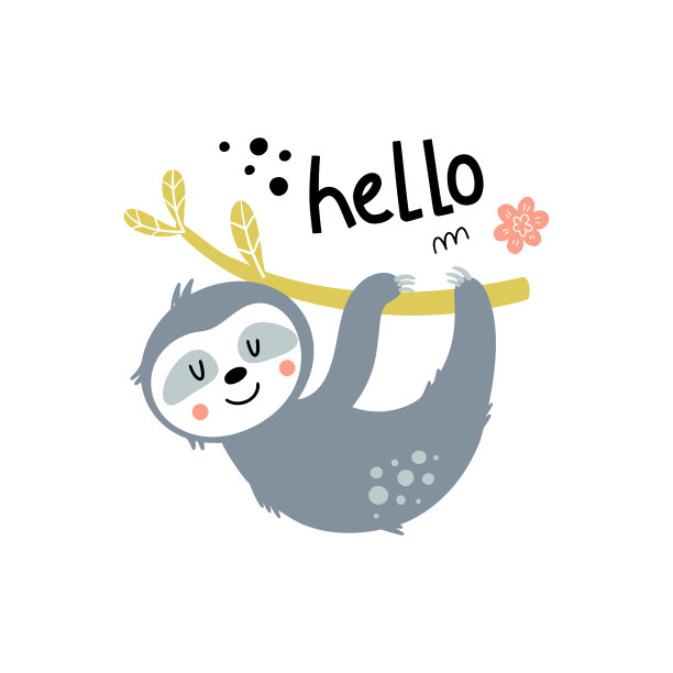 可爱的微笑树懒孩子插图图片下载