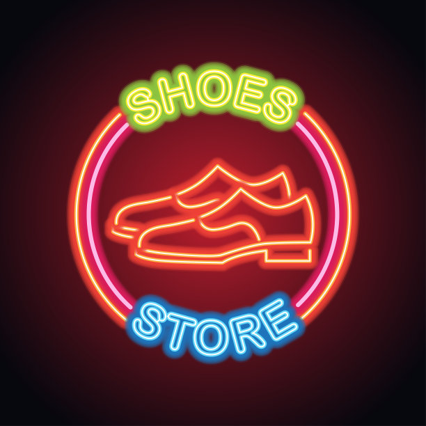 男女鞋店霓虹招牌为鞋店铺板横幅。矢量图图片下载