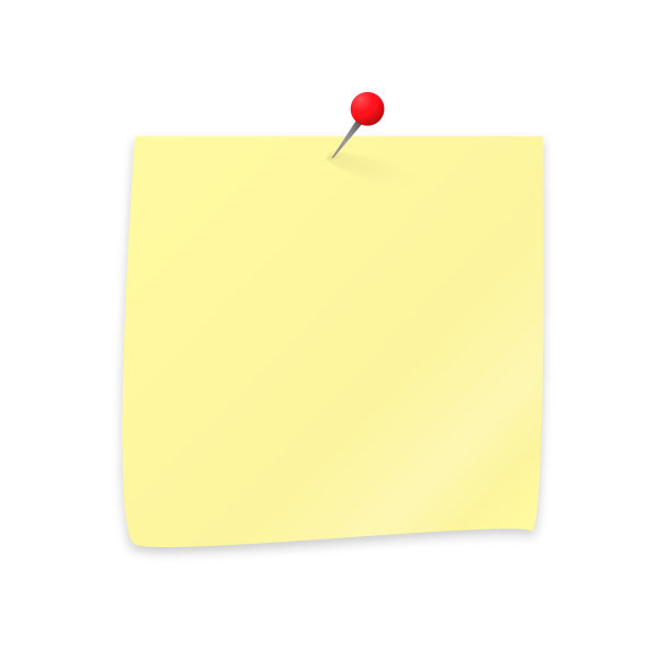 空白贴纸和图钉隔离在白色。黄色便签纸夹红色图钉。文具矢量插图。易于编辑您的设计项目模板。图片下载