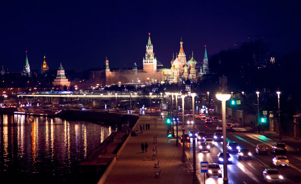 克里姆林宫的夜景。莫斯科,俄罗斯。图片下载