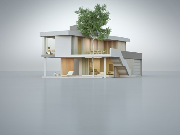 现代住宅以白色地板与空墙为背景，以房地产销售或房地产投资的概念，为大家庭购买新房。图片下载