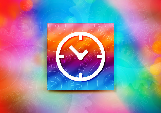 时钟图标抽象彩色背景散景设计插图图片下载