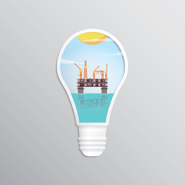石油和天然气的海上平台在灯泡图形图片下载