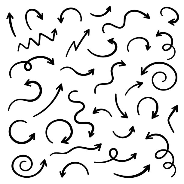 超级设定不同的手绘箭头，矢量图形设计图片下载