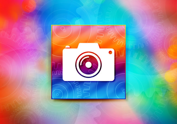 相机图标抽象彩色背景散景设计插图图片下载