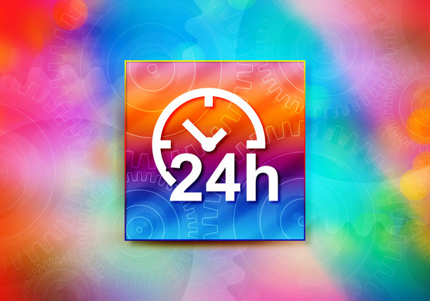 24小时时钟图标抽象彩色背景散景设计插图图片下载