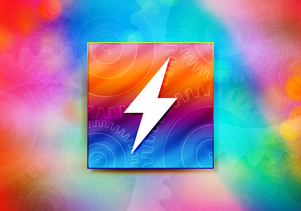 电子螺栓图标抽象彩色背景散景设计插图图片下载