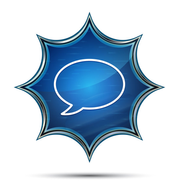 聊天气泡图标魔法玻璃太阳爆发蓝色按钮图片下载