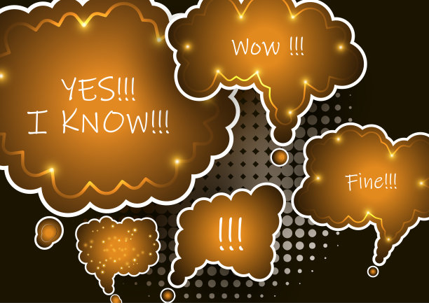 一套五彩抽象的聊天标签，云的思绪。有趣的事实、对话、惊喜的呼喊、知识库的捷径和社交网络中常见问题的横幅。图片下载