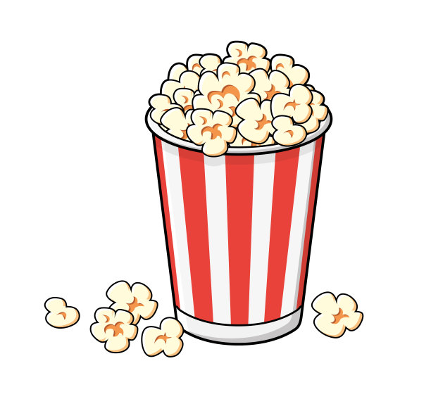 红色条纹桶里的爆米花图片下载