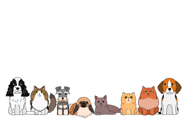 可爱的卡通猫狗群图片下载