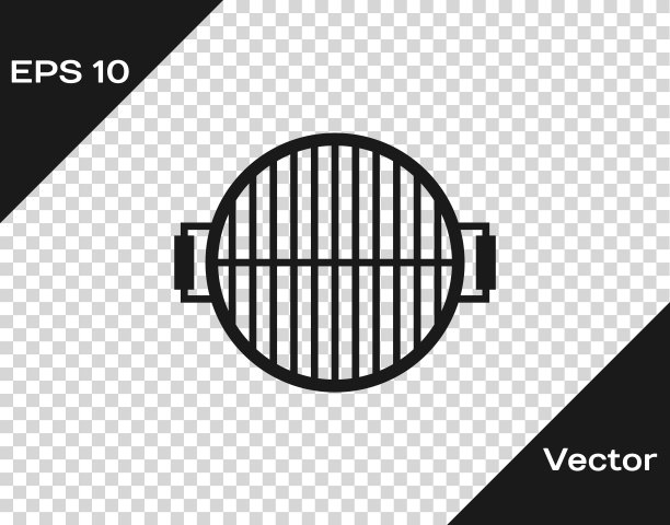 灰色烧烤架图标孤立在透明的背景。俯视图烧烤架。钢网格。矢量图图片下载