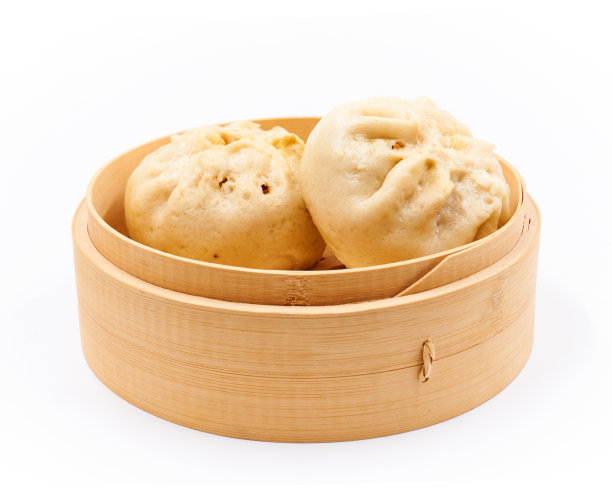 白色背景下的中国馒头素材图片