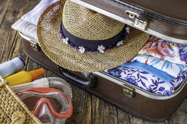 为暑假准备的行李箱，复古、复古、旧行李箱图片下载